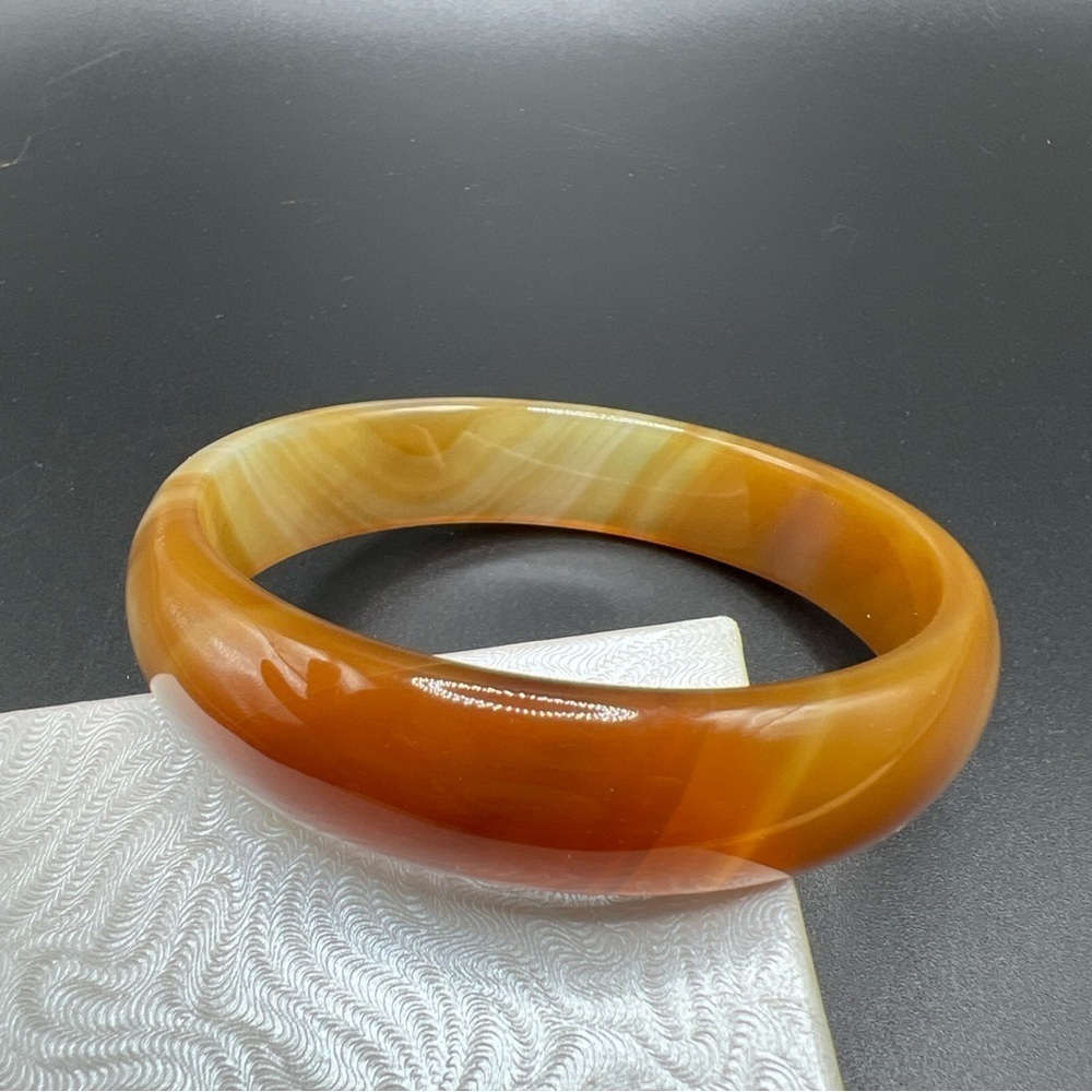 Vintage Caramel Chocolate Slag Swirl Art Glass Bracelet Retro Chunky Bangle